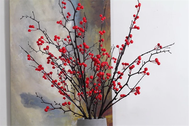 

Artificial Flower Home Decoration Flower Fake Flower Simulation Berry Red Fruit Rich Fruit Sycamore Fruit Faux Plants