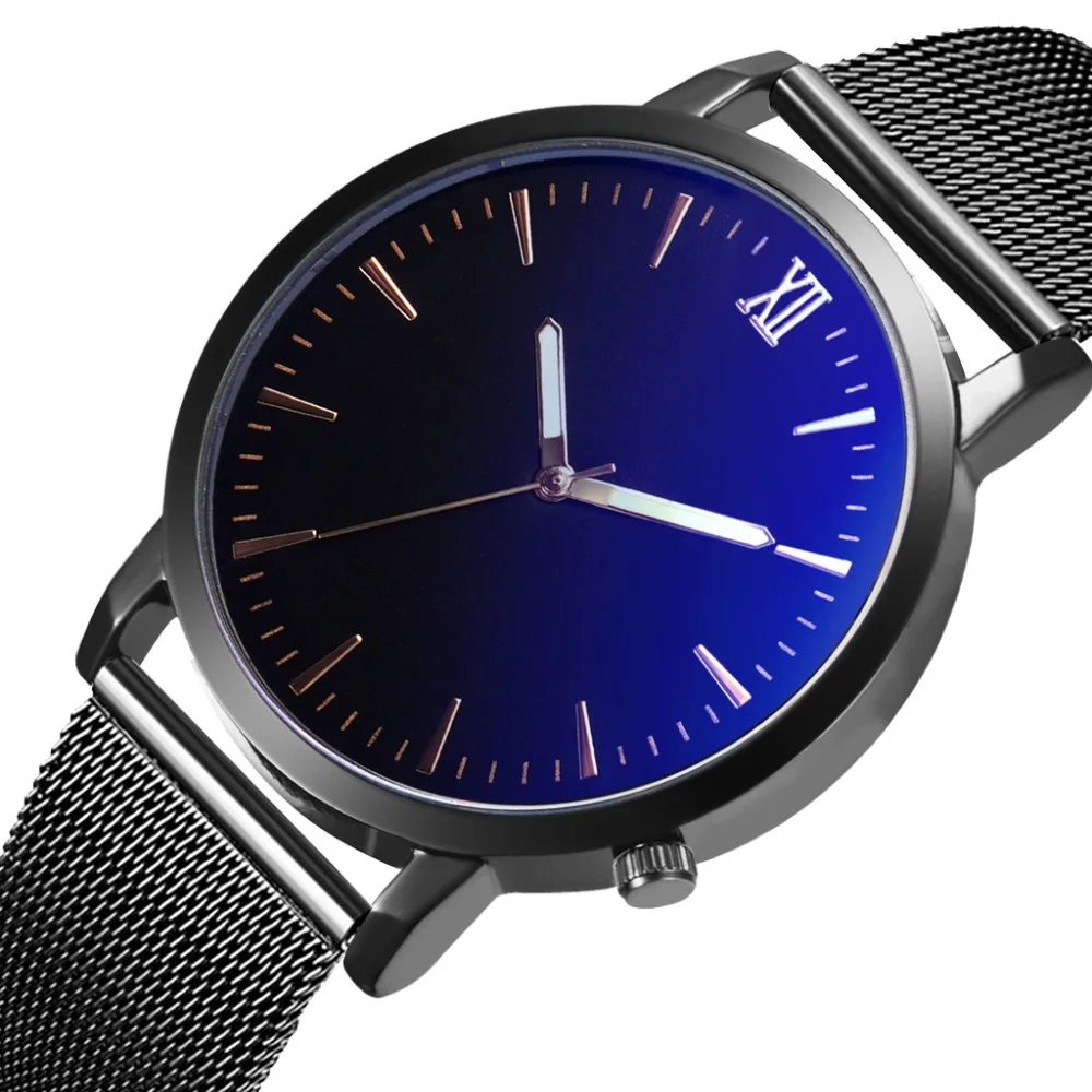 

Men Watches Black Design Mesh Watch Men Analog Alloy Quartz Wrist Watch Top Dropshipping relojes para hombre orologio uomo