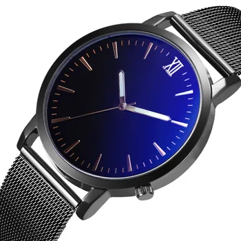 

New Men Watches Black Design Mesh Watch Men Analog Alloy Quartz Wrist Watch Top Dropshipping relojes para hombre orologio uomo