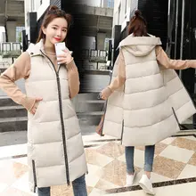 Gilet sans manches à capuche pour femme, veste chaude et longue, collection automne-hiver 2020