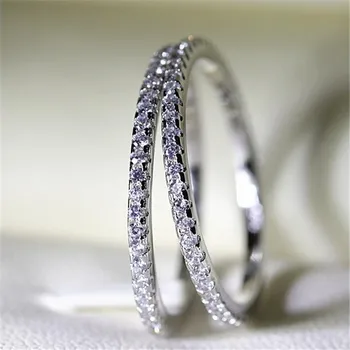 

Female Eternity ring 925 Sterling silver Pave Zircon cz Engagement Wedding Band Rings for women Bridal Party Jewelry Size 5-11