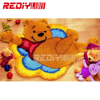 

Hot Latch Hook Rug Kits DIY Needlework Unfinished Crocheting Rug Yarn Cushion Mat Playing Bear Handicraft Embroidery Carpet Rug