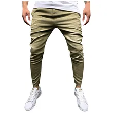 Модные Для мужчин брюки мужские прямые брюки Повседневное однотонные Цвет досуг брюки Чинос Для мужчин широкие шаровары с низкой слонкой штаны Pantalon GH50