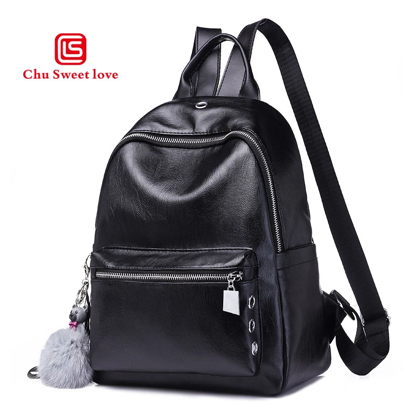 Moda Pu cuero mujer mochila mujer negro mochilas bolsas pequeñas cremallera estudiante sólido mochila para niñas|leather backpack|fashion women backpackwomen backpack - AliExpress