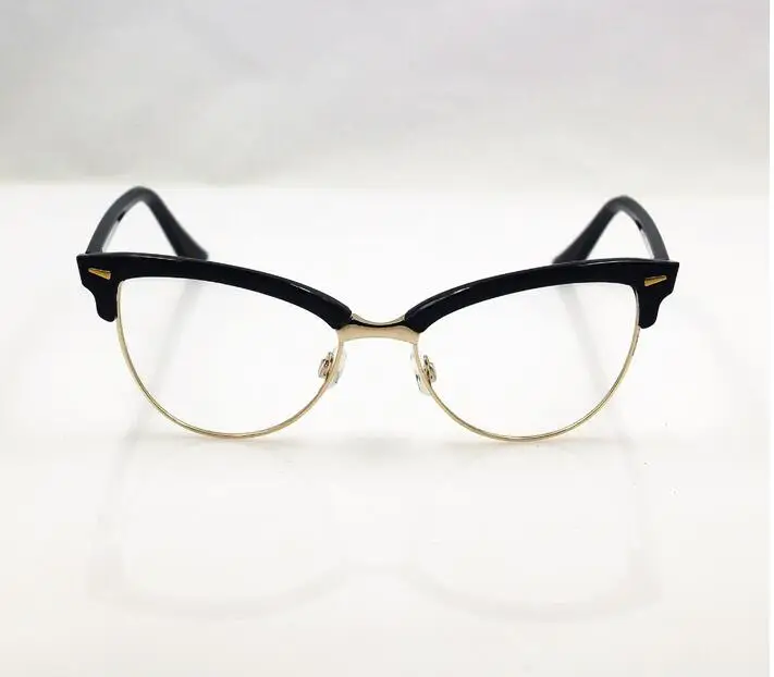 Женские оправы для очков кошачий глаз с половинной оправой, металлические заклепки, оправа для оптических очков, брендовые дизайнерские компьютерные прозрачные линзы, очки Gafas A1