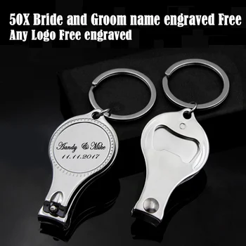 

50PCS Personalized Wedding Souvenirs For Guests Customized Wedding Favors Multifunctional Wine Opener/Keychain/Nail Clippers