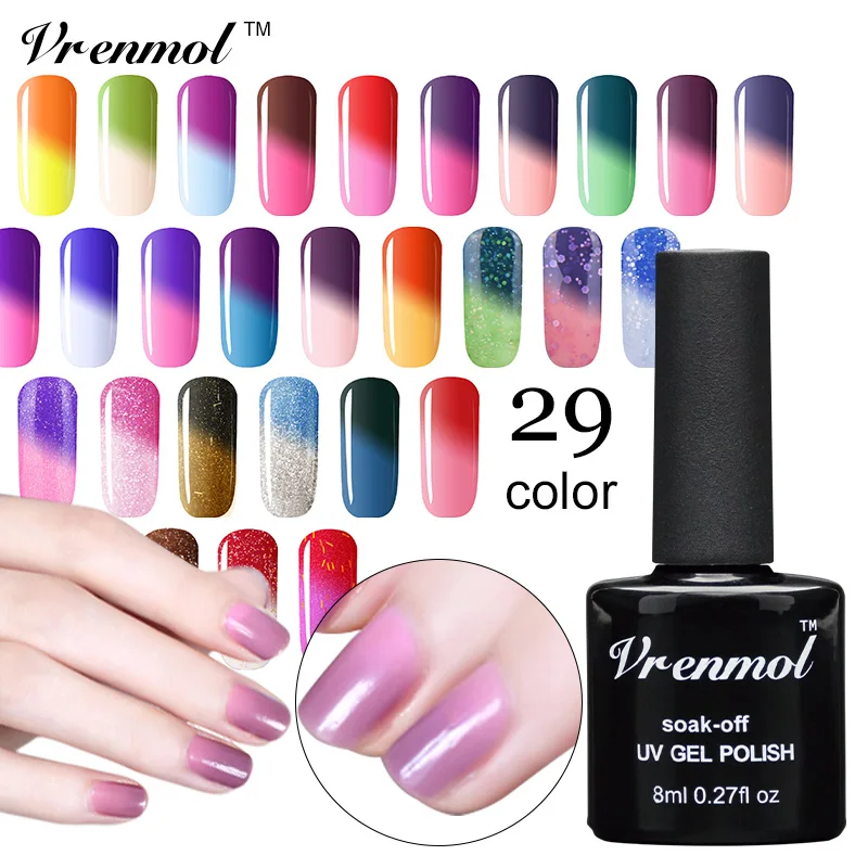 Vrenmol Temperature Color Changing Gel Nail Polish 8ml Mood Nail Gel UV Vernis Semi Permanent Gel Lak Gel Varnish Gelpolish