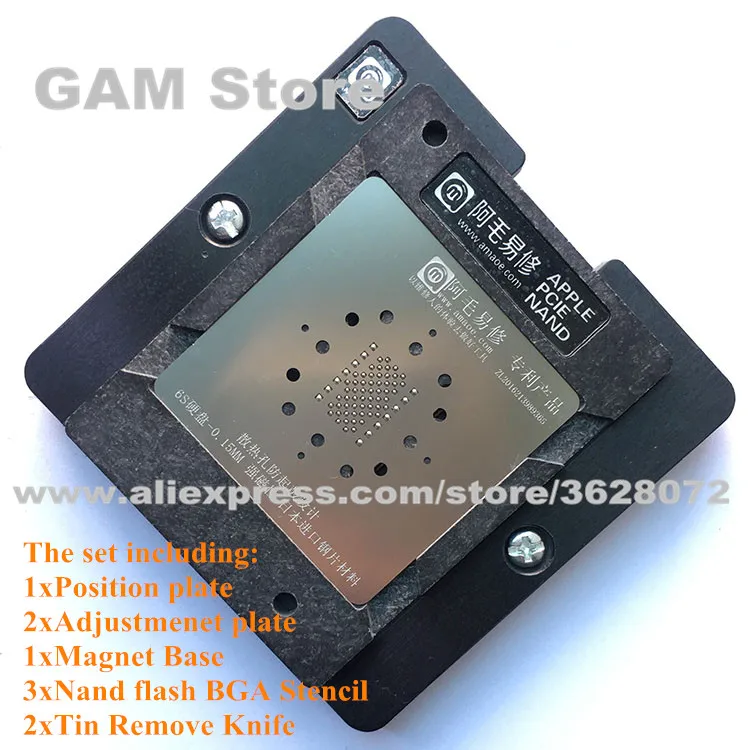 

For iPhone 6 6S 7 8 X Nand FlashChip PCIE Tin Plate Platform Reballing Solder BGA Stencil Magnet Base Adjustment Plate Amaoe