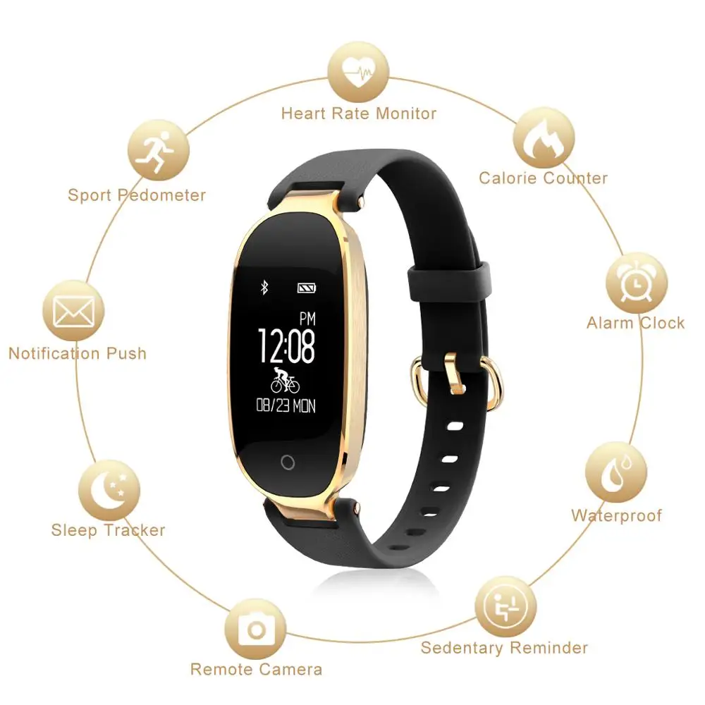 S3 Fashion Smart Band Bracelet Girl Women Heart Rate Monitor Wrist Smart Wristband Lady Female Fitness Tracker Wristband