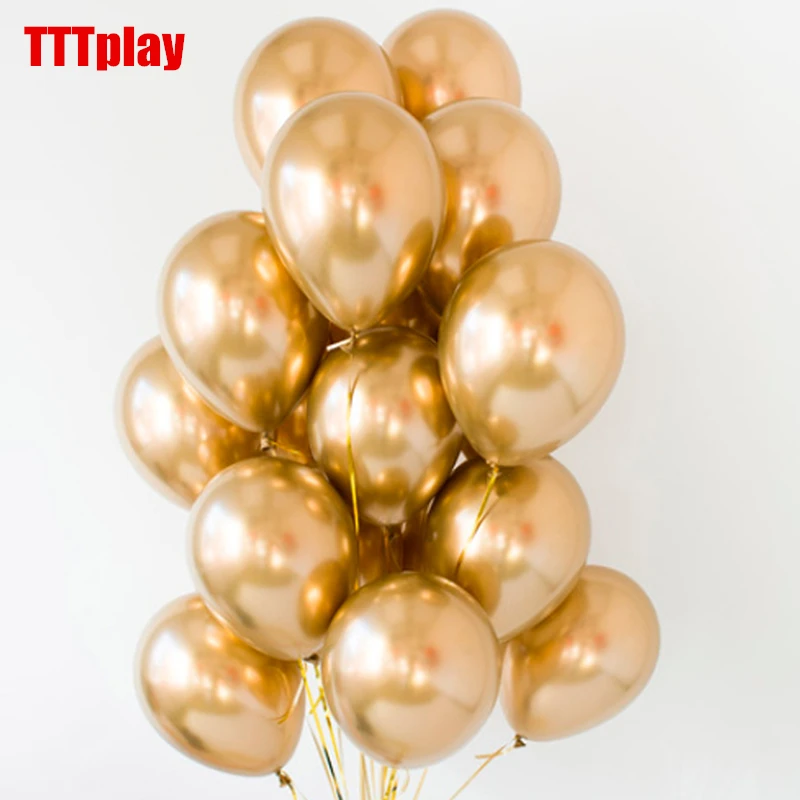 

10PCS 12inch Silver Gold Metallic Latex Balloons Pearly Metal Balloon Gold Colors Globos Wedding Birthday Party Supplies Balloon