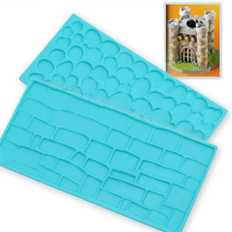 

2PCs/ Set Texture Form Silicone Mold Tree Bark Brick Wall Embossing Silicone Lace Mat fondant mold Cake Decoration Tools