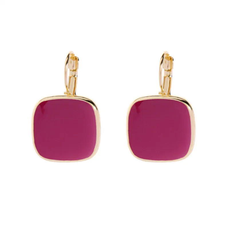 

Fashion stud earrings for woman Sexy madame contracted earrings square enamel glaze ornaments geometry women earrings Jewelry