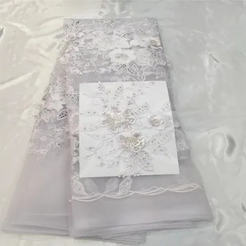 

2018 Hot Sale White Embroidered African Lace Fabric High Quality with 3D Flower French Net Lace Fabrics HJ55-2