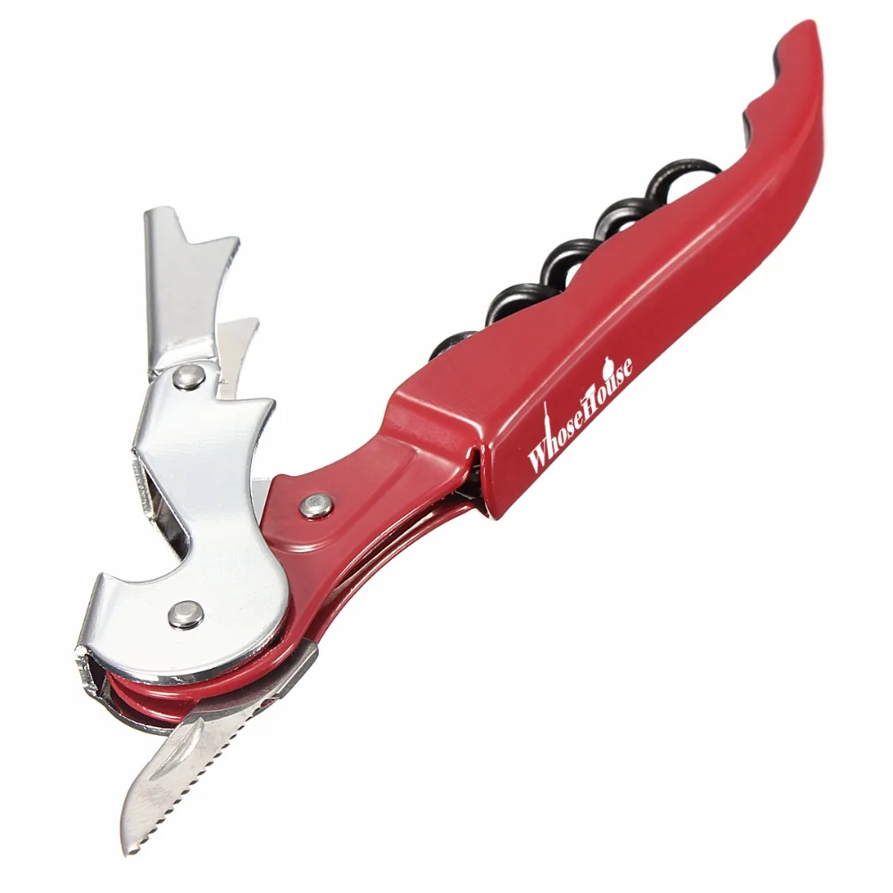 Red Personalized Corkscrew Wine Opener Custom Logo Printed Waiter's ...