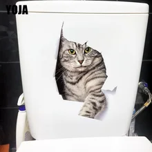 YOJA 15,1X23,5 см 3D милый кот домашний декор для стен комнаты наклейка забавные животные Туалет стикер T1-1199