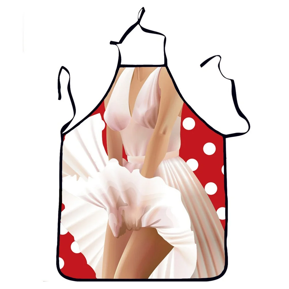 

3D Digital Printing Apron Sexy Female Kitchen Apron Funny Body Anti-fouling Easy To Clean Hanging Neck Kitchen Accessories