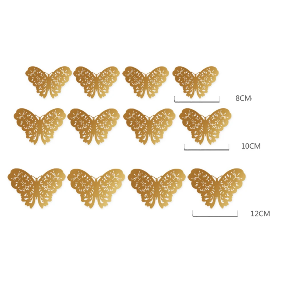 

12pcs Butterfly Decals Bedroom Adhesive Wedding Home Decor Living Room Wall Sticker Beautiful Gold Silver Party 3D Art Window