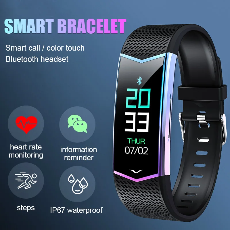 

JRQITO Bluetooth Smart Sport Bracelet Wristband Blood Pressure Heart Rate Monitor Pedometer Fitness Tracker Smart Band Men Women