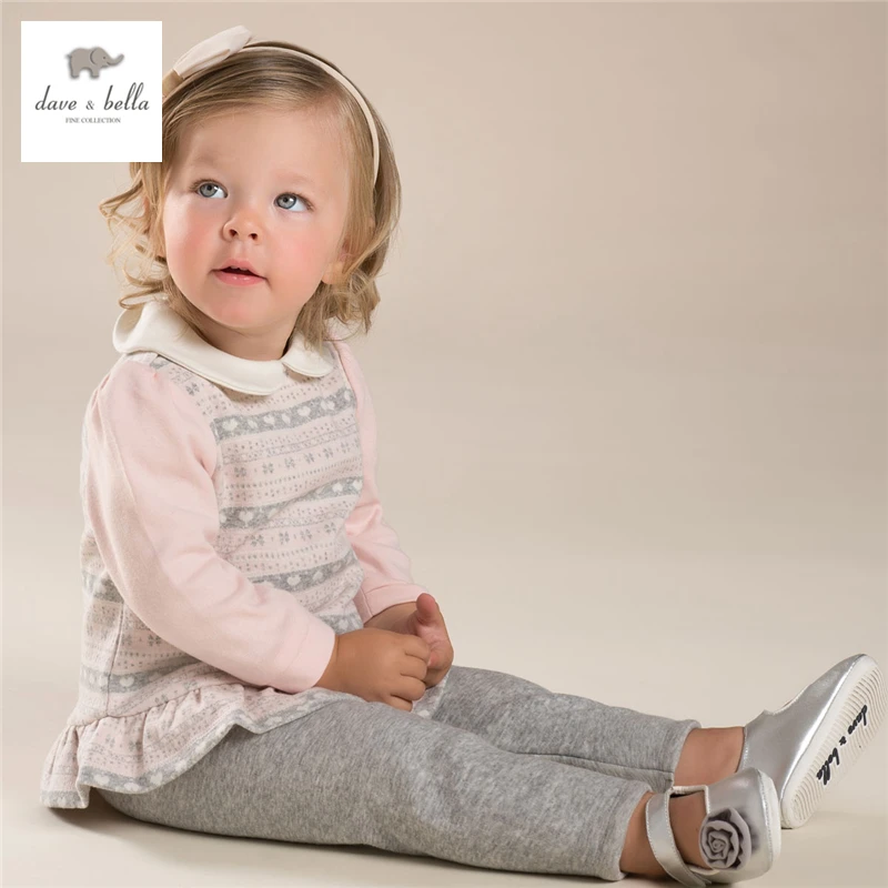 DB3926 dave bella baby girl pink clothing set children sets