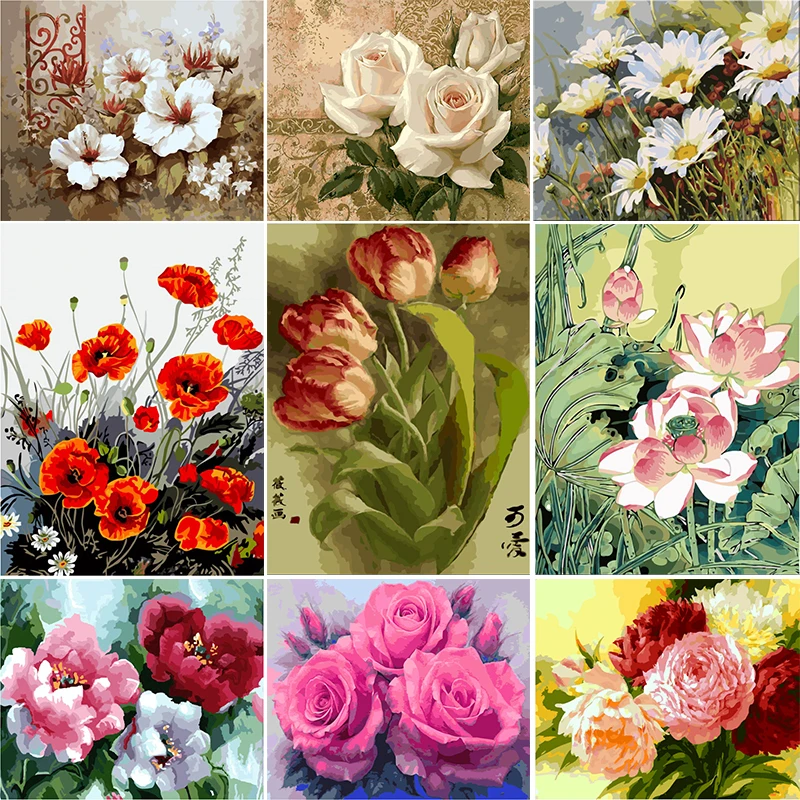 Digital Diy painting by numbers hand painted canvas oil paintings