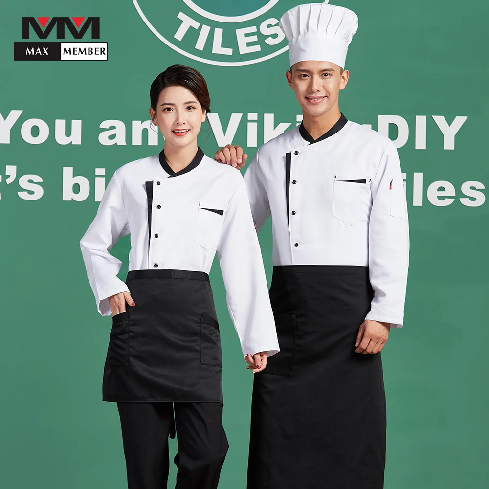 

Splicing Color Restaurante Cozinha Cooking Jackets Long Sleeve Men Chef Kitchen Workwear Uniforms Waiter Coat Overalls Wholesale