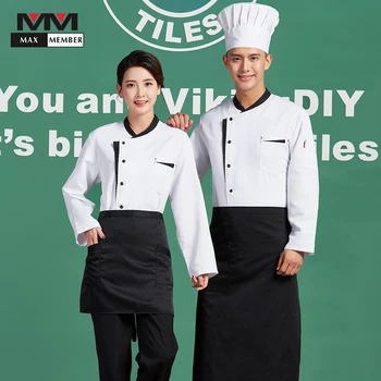 

Splicing Color Restaurante Cozinha Cooking Jackets Long Sleeve Men Chef Kitchen Workwear Uniforms Waiter Coat Overalls Wholesale