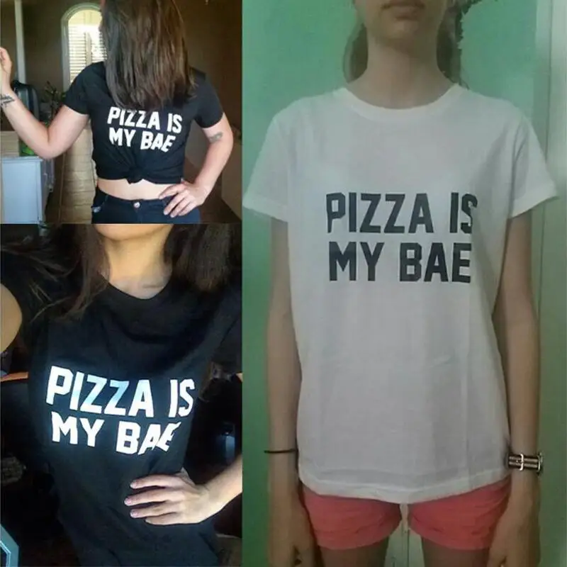 Женская футболка с коротким рукавом Luoyifxiong Pizza Is My Bae Повседневная забавными