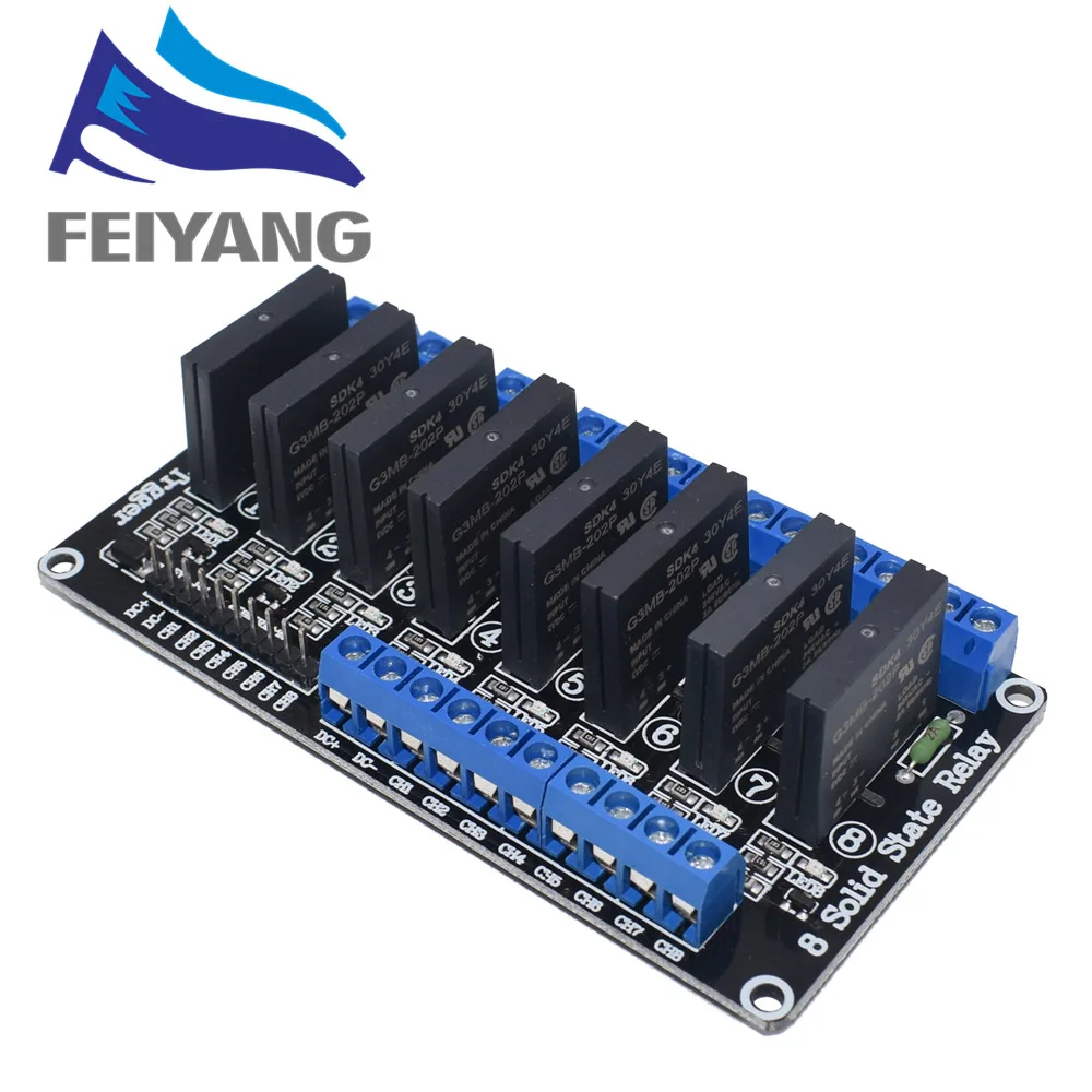 8-channel 5 в 1 2 4 8 канальный SSR G3MB-202P твердотельный релейный модуль 240 В 2A выход с резистивный плавкий предохранитель для ARDUINO Diy Kit - Цвет: 8-channel