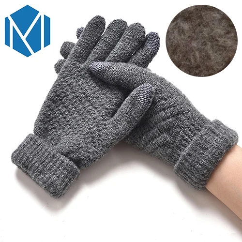 velvet dark grey Miya Mona,, новинка, женские, мужские, теплые, зимние, вязаные, полный палец, перчатки, варежки, для девушек, женские, одноцветные, шерстяные перчатки, экран, Luvas - Цвет: velvet dark grey