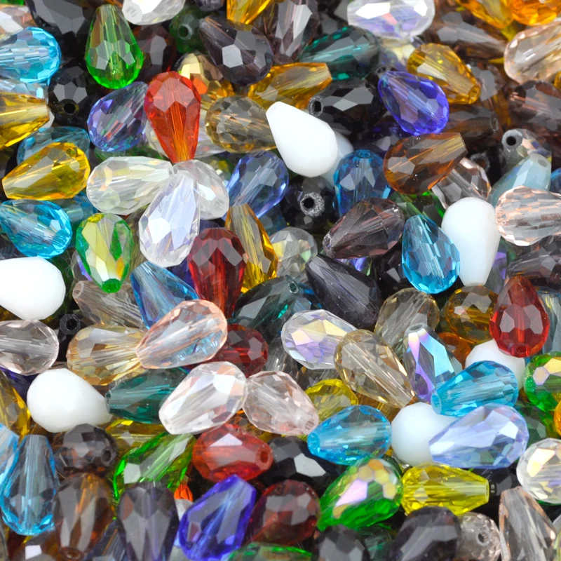 295pcs/lot Faceted 8x11mm Assorted Color Teardrop Crystal Glass Quartz