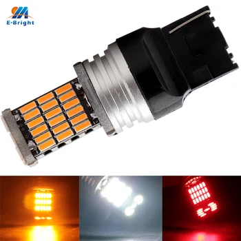 

YM E-Bright 1Piece 7440 4014 45 SMD W21W Canbus 12V Error Free Led Car Turn Tail Rear Lights Auto Led White Amber Red 680Lm