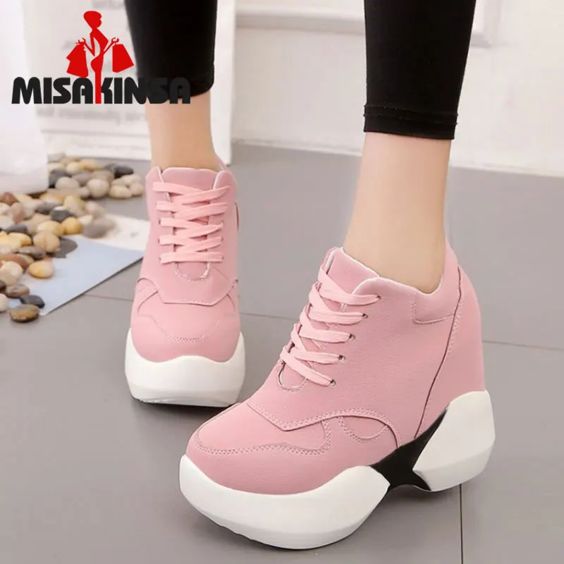 

MISAKINSA Women Causal Wedges Shoes Woman Round Toe Lace Up Solid Color Trifle Shoes Woman Sneakers Women Footwear Size 35-39