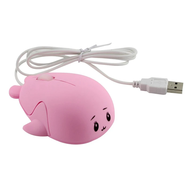 

Mini Mouse 1200 Dpi Cute Dolphin Optical Wired Usb Game Mouse Pc Notebook Mouse Pink Plastic