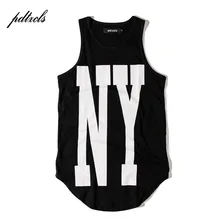 Новинка, новинка, Нью-Йорк, Нью-Йорк, удлиненные майки, мужские городские Безразмерные жилеты, без рукавов, летние, повседневные, с закругленным подолом, Длинный жилет