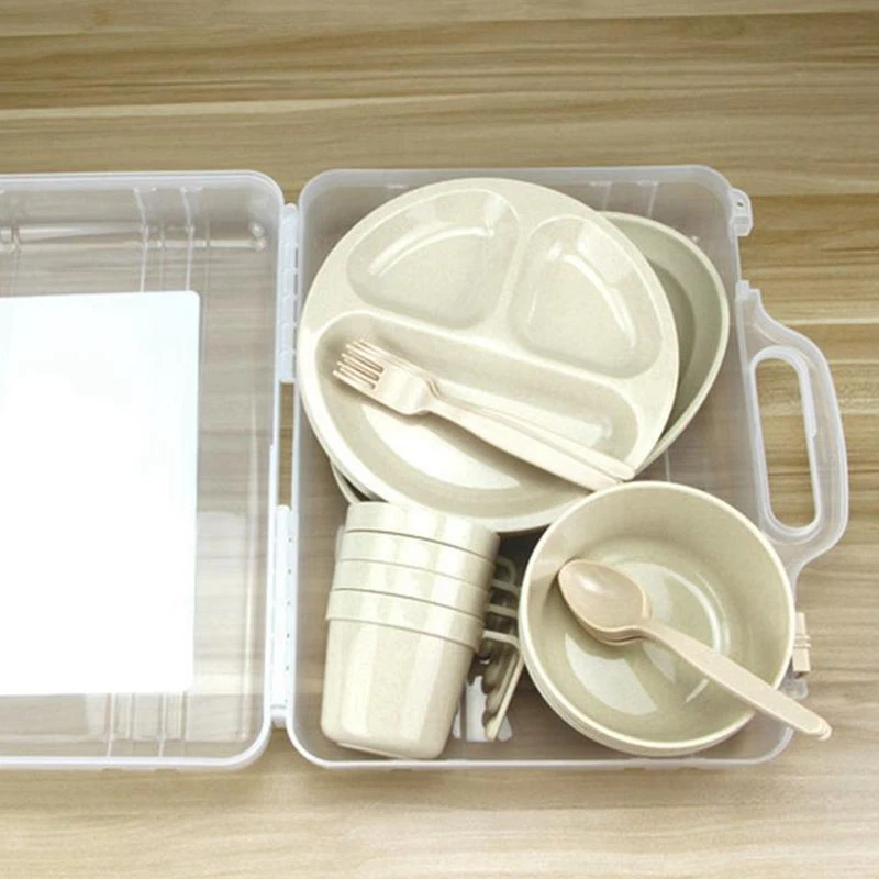 Пикник барбекю Портативный Пластик комплект посуды, Чаша Блюдо Набор чашек для Комбинации