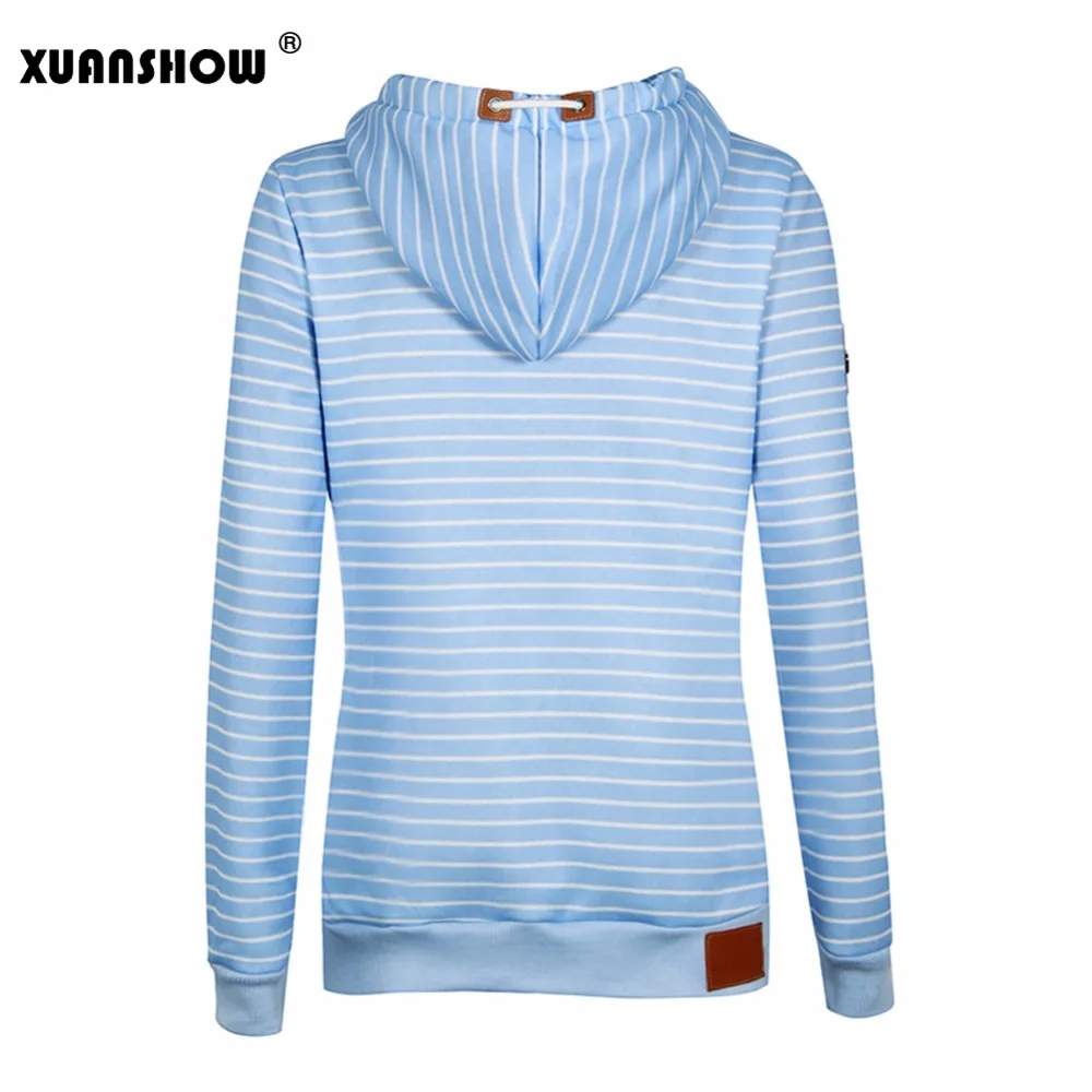  2019 Fall Winter Women Fashion Fleeces Hoodies Ladies Hooded Sweatshirts Cotton Stripe Badge Thick 