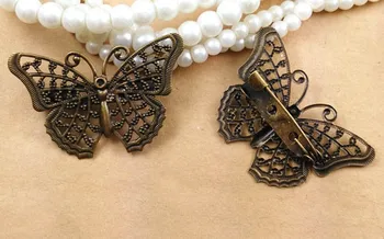 

29x41mm Vintage Blank Brooches Pins Bases Antique Bronze tone Plated Brass Filigree Butterfly Back Pins Brooch Settings Findings