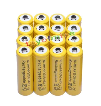 

1-30pcs /lot Ni-MH AA 1.2V 3000mAh Rechargeable Battery for outdoor Gutter Garden led flashlight Yellow color