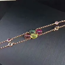 Натуральные разноцветные турмалины браслет из натурального драгоценного камня 925 серебряный браслет роскошный элегантный цепочка Женская бижутерия