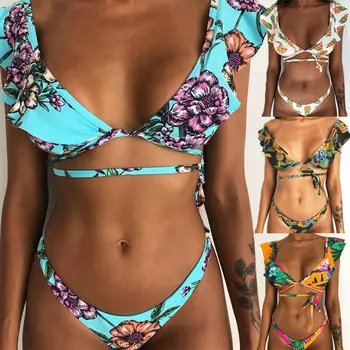 

New Women Floral Triangle Bikini Padded Push up Swimwear Swimsuit Beachwear Swimsuit Bathing Suit Hot Triangle Bathing Suit