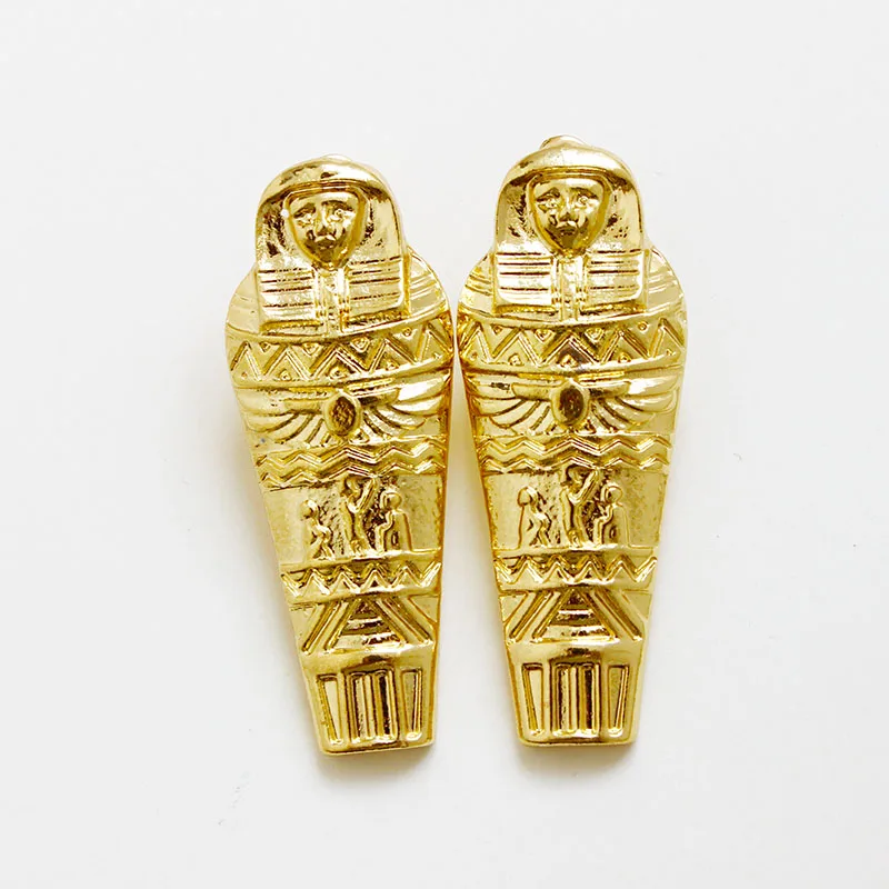 

Large exaggerated alloy cool Egyptian presbyter mask designs gold/ silver fashion stud earrings