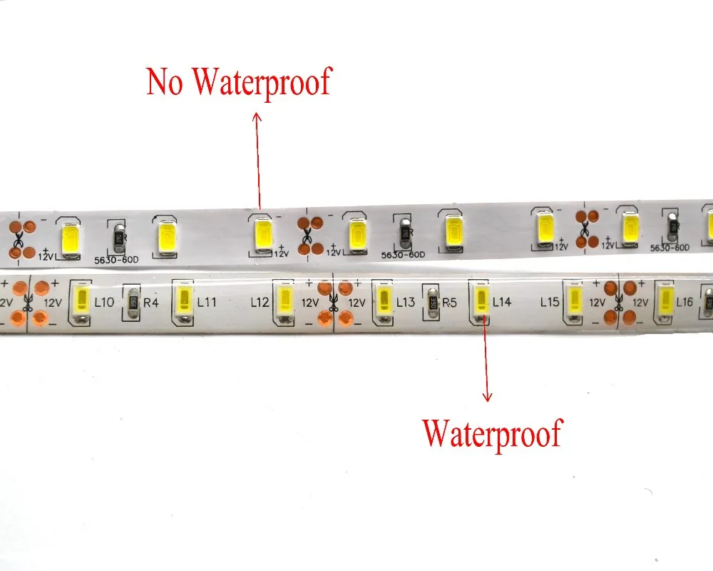 1/2/3/4/5 м IP65 водонепроницаемая светодиодная лента 5630 SMD DC12V 60 светодиодов/м 5730 бар