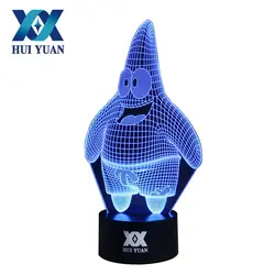 Хуэй Юань отправить Big Star 3D лампа Touch Управление ночь 7 цветов изменить USB LED Настольная Таблица свет лампы Запасные Аккумуляторы для