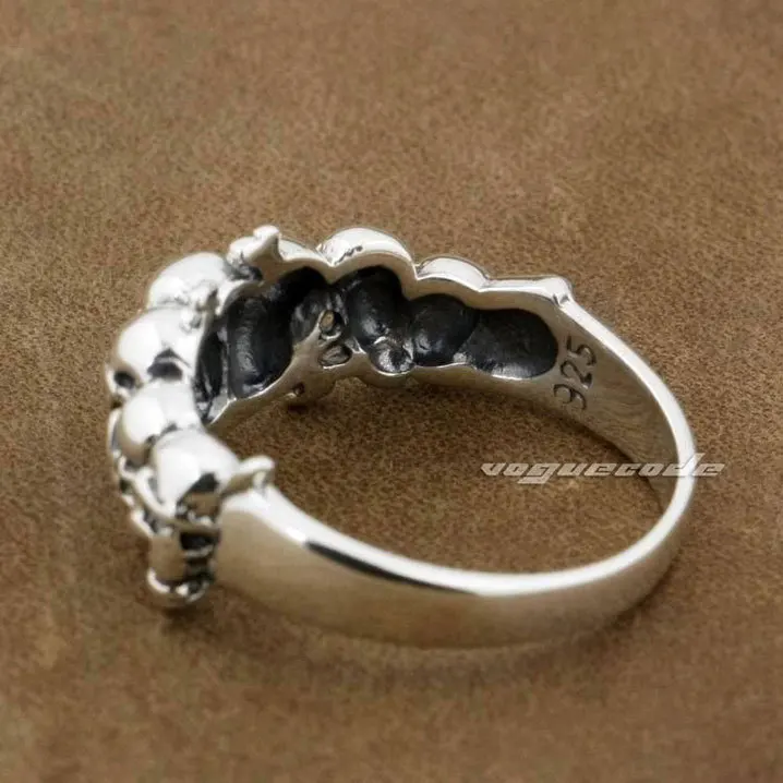 Мужское кольцо панк рок из стерлингового серебра 925 пробы с черепом|ring options|ring