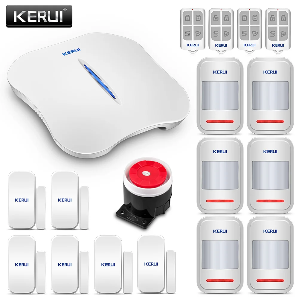 

KERUI W1 WIFI Alarm Systems With six ps Infrared Detectors Home Burglar Alarm Systems Wireless Home Alarm Motion Detector