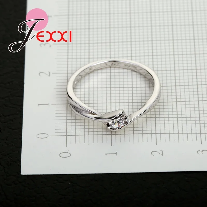Модный дизайн витой стиль 925 пробы серебряные кольца Блестящий яркий кубический цирконий ювелирные изделия красивые свадебные кольца на палец