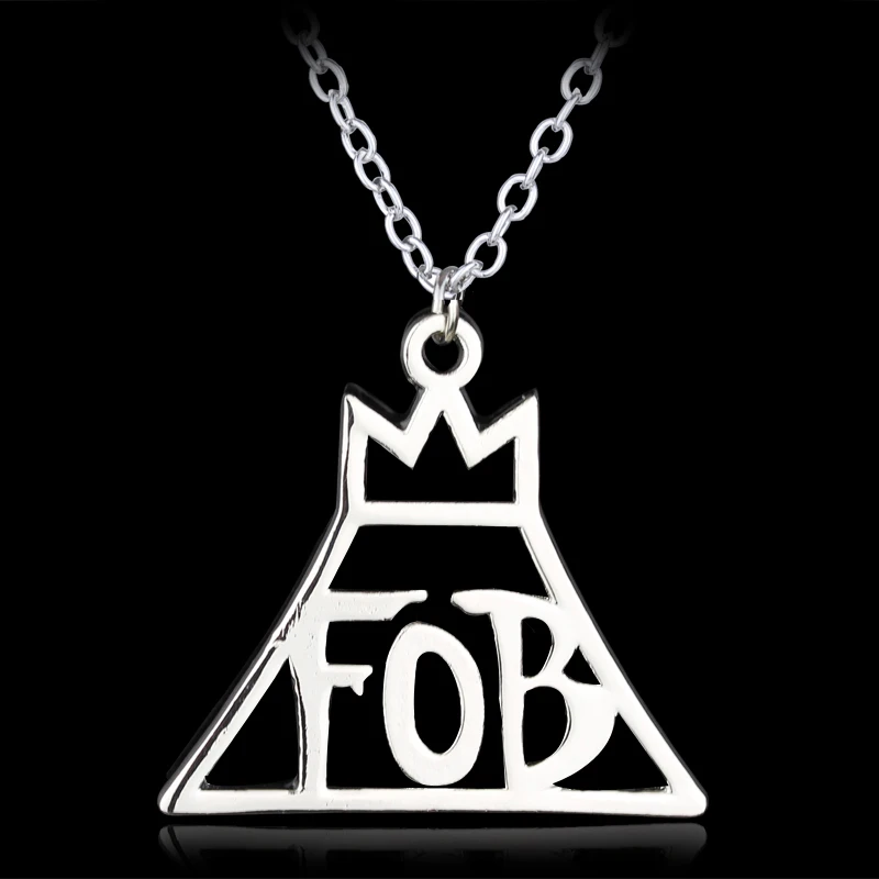 

dongsheng Fashion Silver Rock Band Fall Out Boy Metal Music Necklace Pendant FOB Letter Vintage Crown Choker Men Wome Jewelry-30