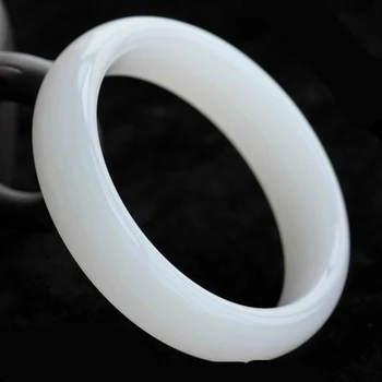 

Elaborate Chinese Xinjiang Kunlun white jade bracelet