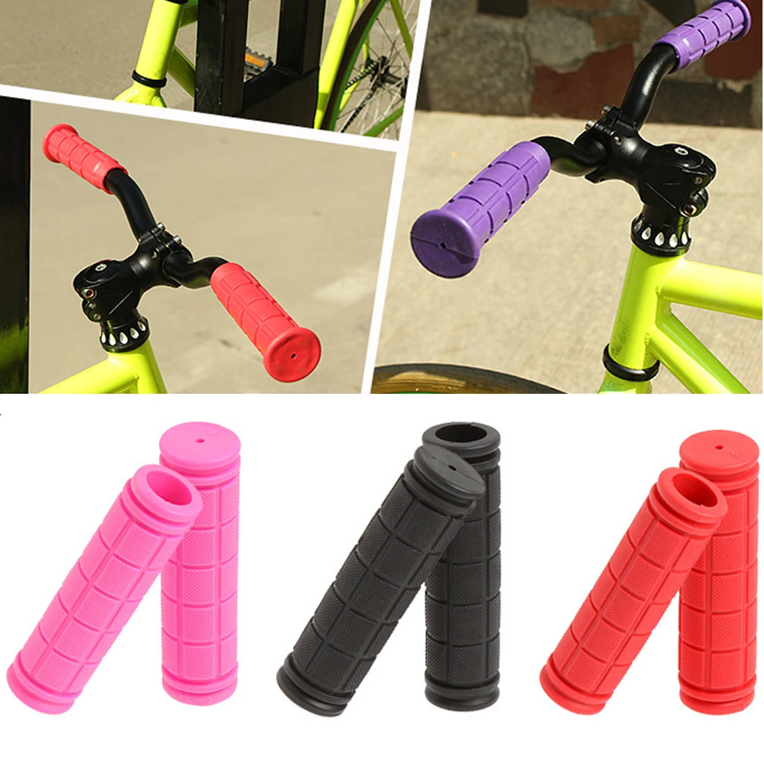 mtb grips 1 Pair Bicycle Handlebar Grips Soft Rubber Cycling Mountain Bike Scooter Fixed Gear