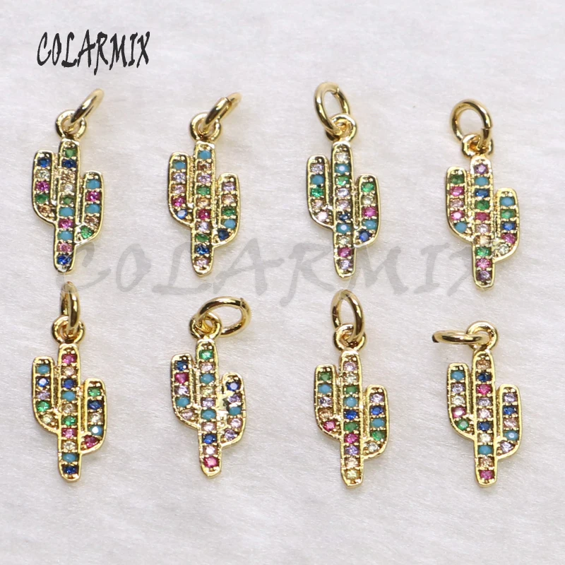 

10 strand tiny cactus pendants necklace small charm accessories pendant Gift crystal cactus pendant necklace for women 5455